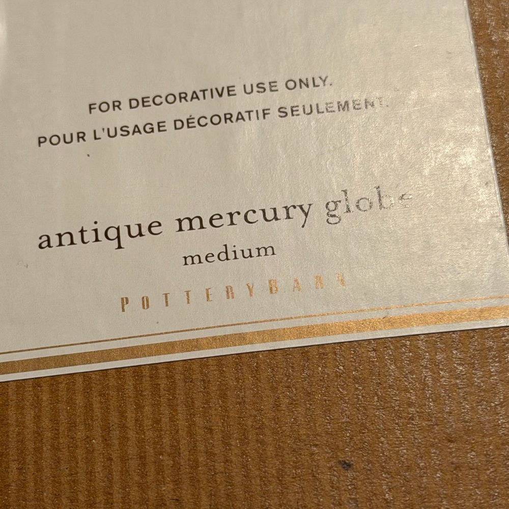 Pottery Barn Antique Mercury Globe
